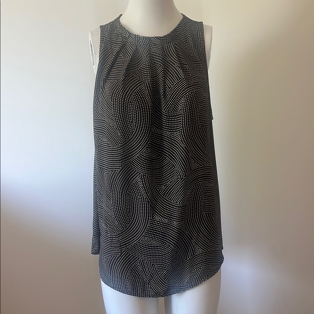 Ann Taylor Black and Gray Blouse with Flowing Design